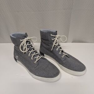 Timberland Gray and White High-Top Sneakers Mens 11